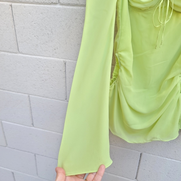 House of CB | Baby Halter Long Sleeve Minidress in Lime Size Small Flawed - Picture 7 of 16